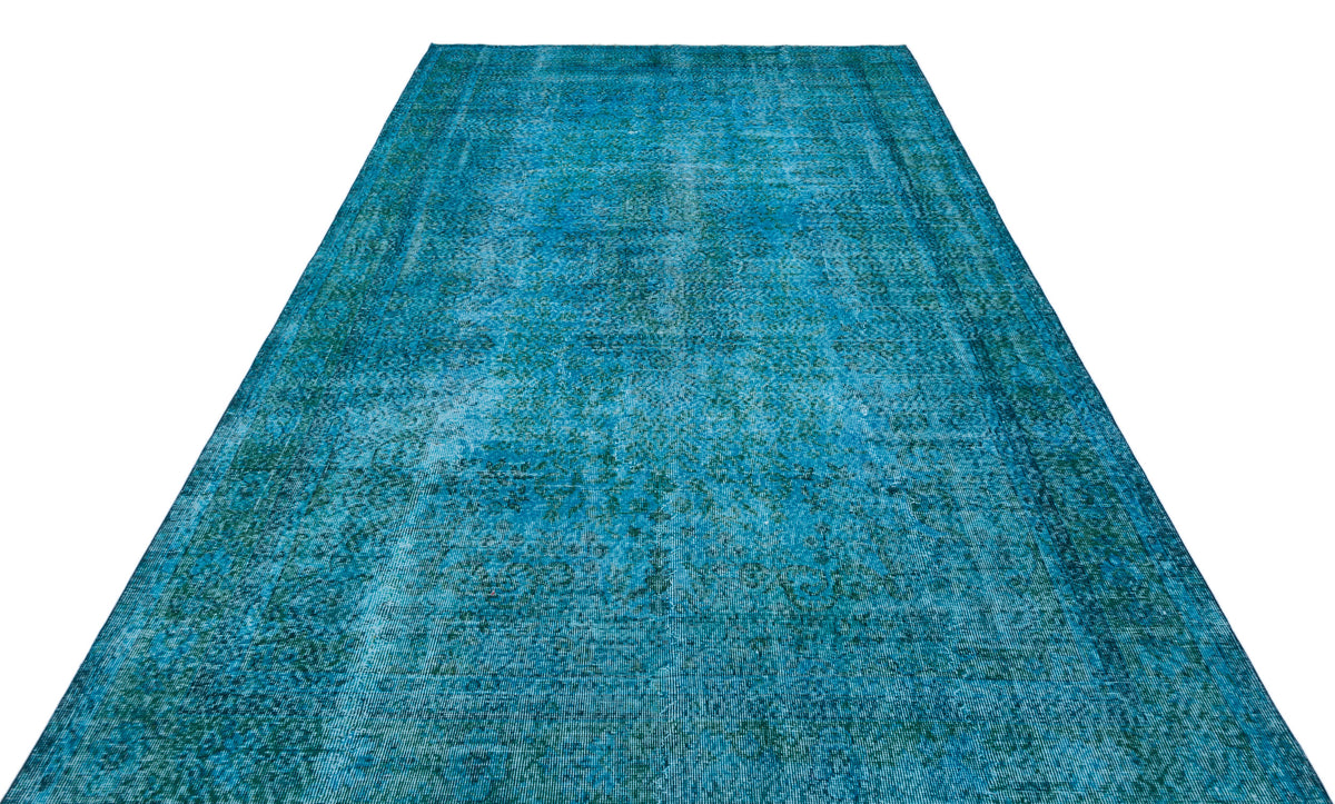 Turquoise  Over Dyed Vintage Rug 6&#39;8&#39;&#39; x 10&#39;6&#39;&#39; ft 202 x 320 cm