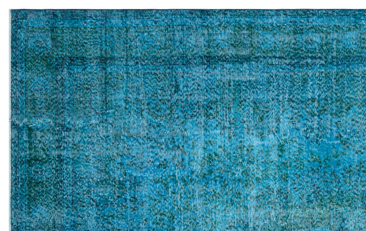 Turquoise  Over Dyed Vintage Rug 6&#39;8&#39;&#39; x 10&#39;6&#39;&#39; ft 202 x 320 cm