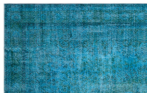 Turquoise  Over Dyed Vintage Rug 6'8'' x 10'6'' ft 202 x 320 cm
