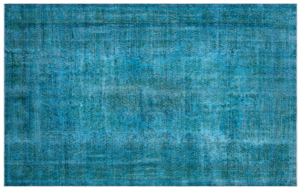 Turquoise  Over Dyed Vintage Rug 6'8'' x 10'6'' ft 202 x 320 cm