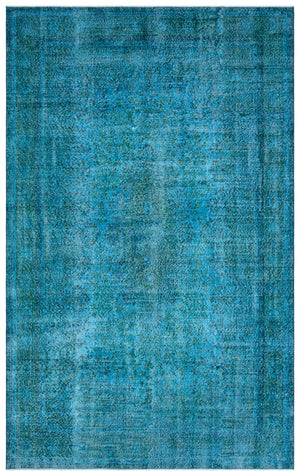 Turquoise  Over Dyed Vintage Rug 6'8'' x 10'6'' ft 202 x 320 cm
