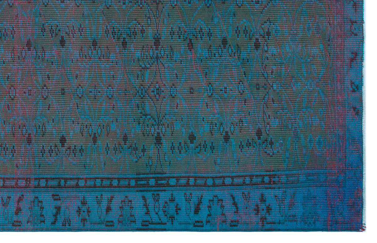 Blue Over Dyed Vintage Rug 5&#39;7&#39;&#39; x 8&#39;6&#39;&#39; ft 169 x 260 cm