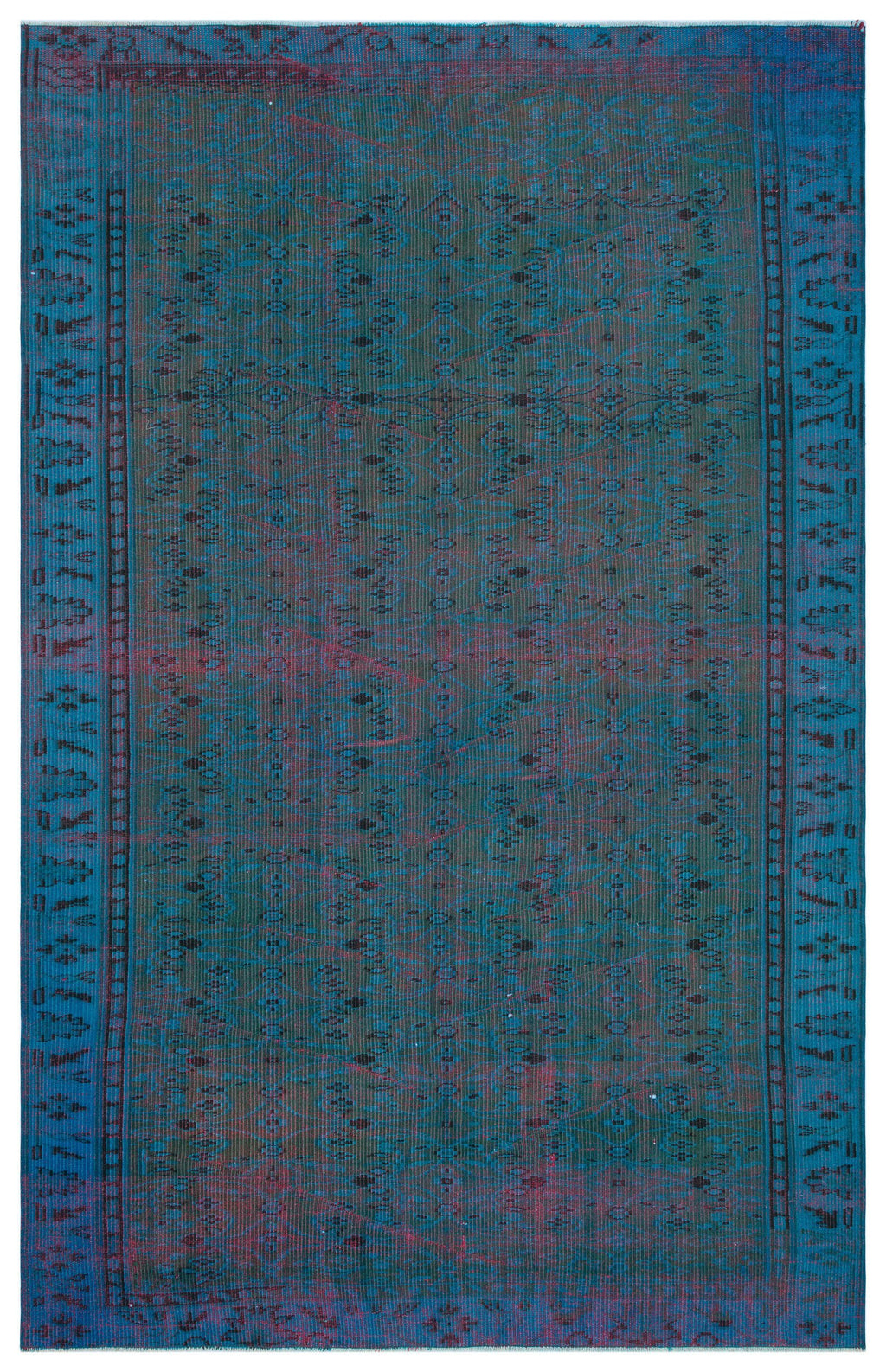 Blue Over Dyed Vintage Rug 5'7'' x 8'6'' ft 169 x 260 cm