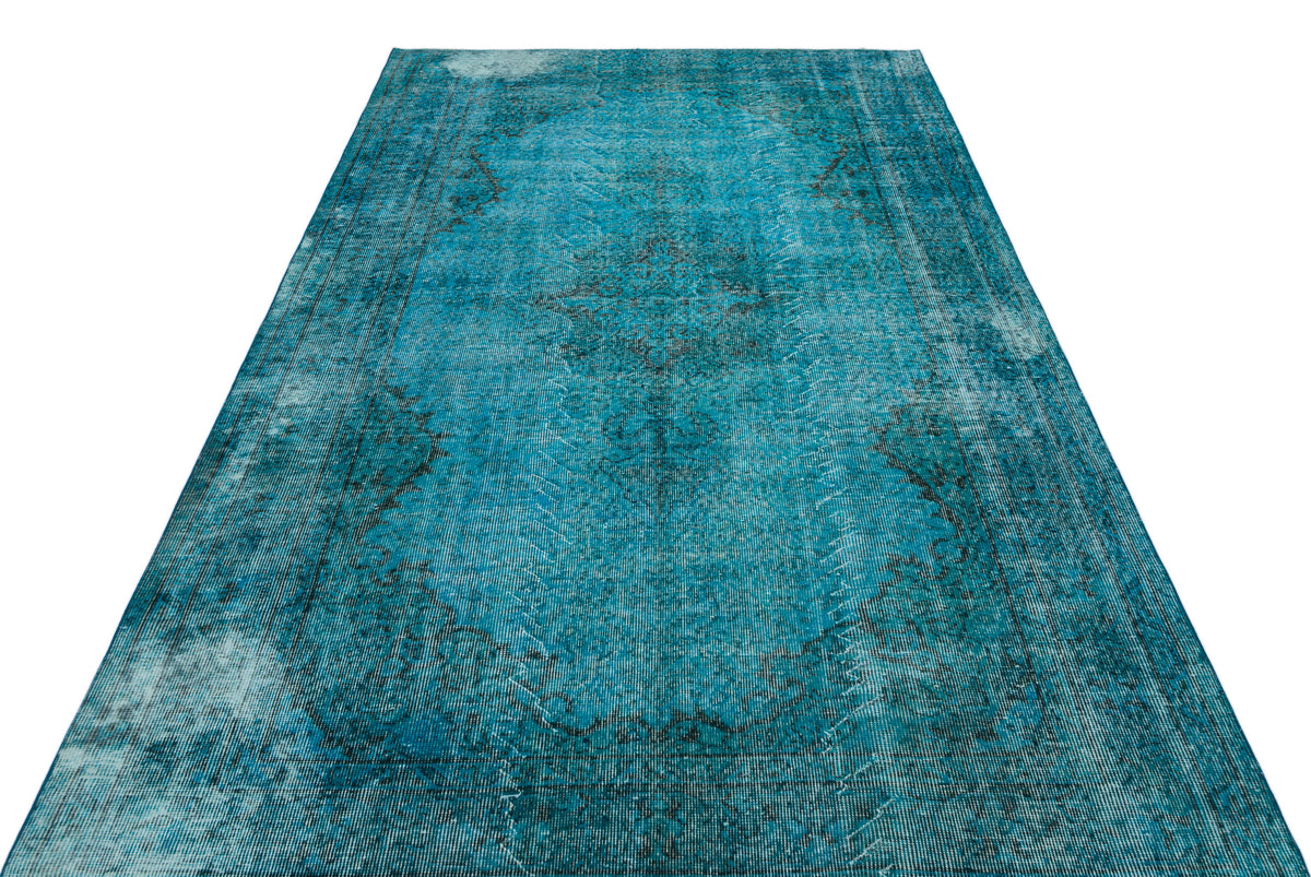 Turquoise  Over Dyed Vintage Rug 5&#39;7&#39;&#39; x 8&#39;9&#39;&#39; ft 171 x 266 cm