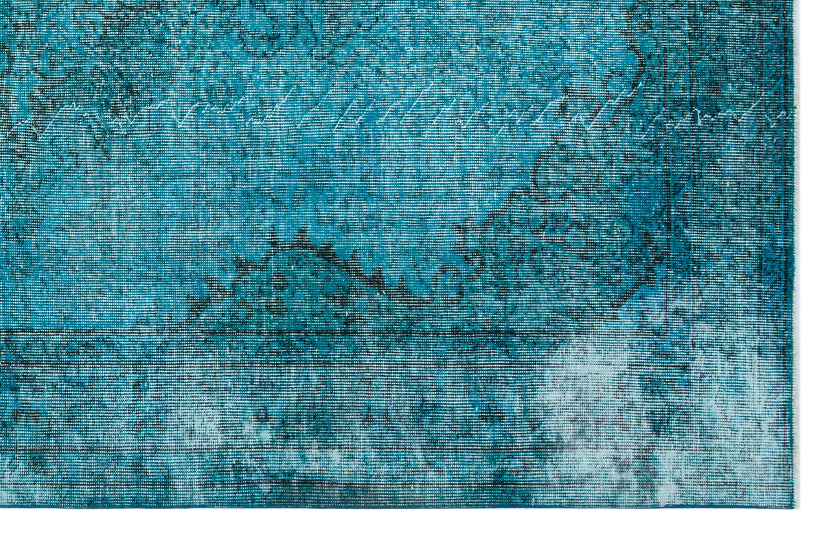 Turquoise  Over Dyed Vintage Rug 5&#39;7&#39;&#39; x 8&#39;9&#39;&#39; ft 171 x 266 cm