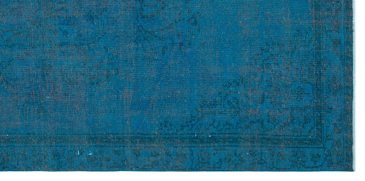 Turquoise  Over Dyed Vintage Rug 4&#39;9&#39;&#39; x 9&#39;9&#39;&#39; ft 146 x 297 cm