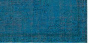 Turquoise  Over Dyed Vintage Rug 4'9'' x 9'9'' ft 146 x 297 cm