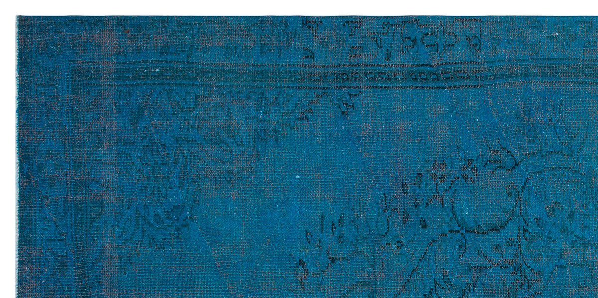Turquoise  Over Dyed Vintage Rug 4&#39;9&#39;&#39; x 9&#39;9&#39;&#39; ft 146 x 297 cm