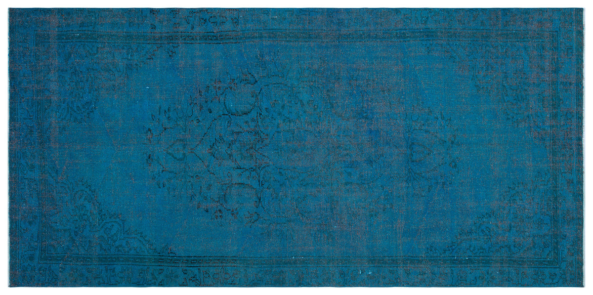 Turquoise  Over Dyed Vintage Rug 4&#39;9&#39;&#39; x 9&#39;9&#39;&#39; ft 146 x 297 cm