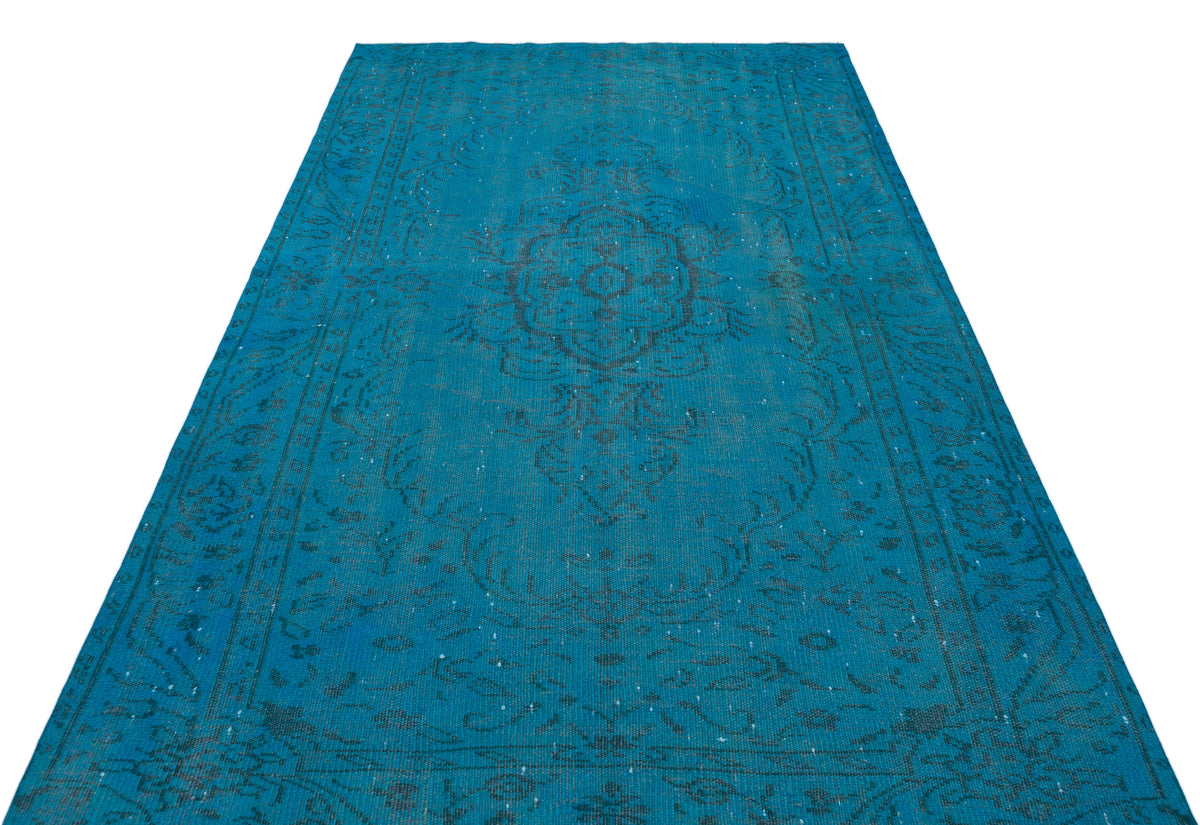 Turquoise  Over Dyed Vintage Rug 5&#39;6&#39;&#39; x 8&#39;11&#39;&#39; ft 168 x 272 cm