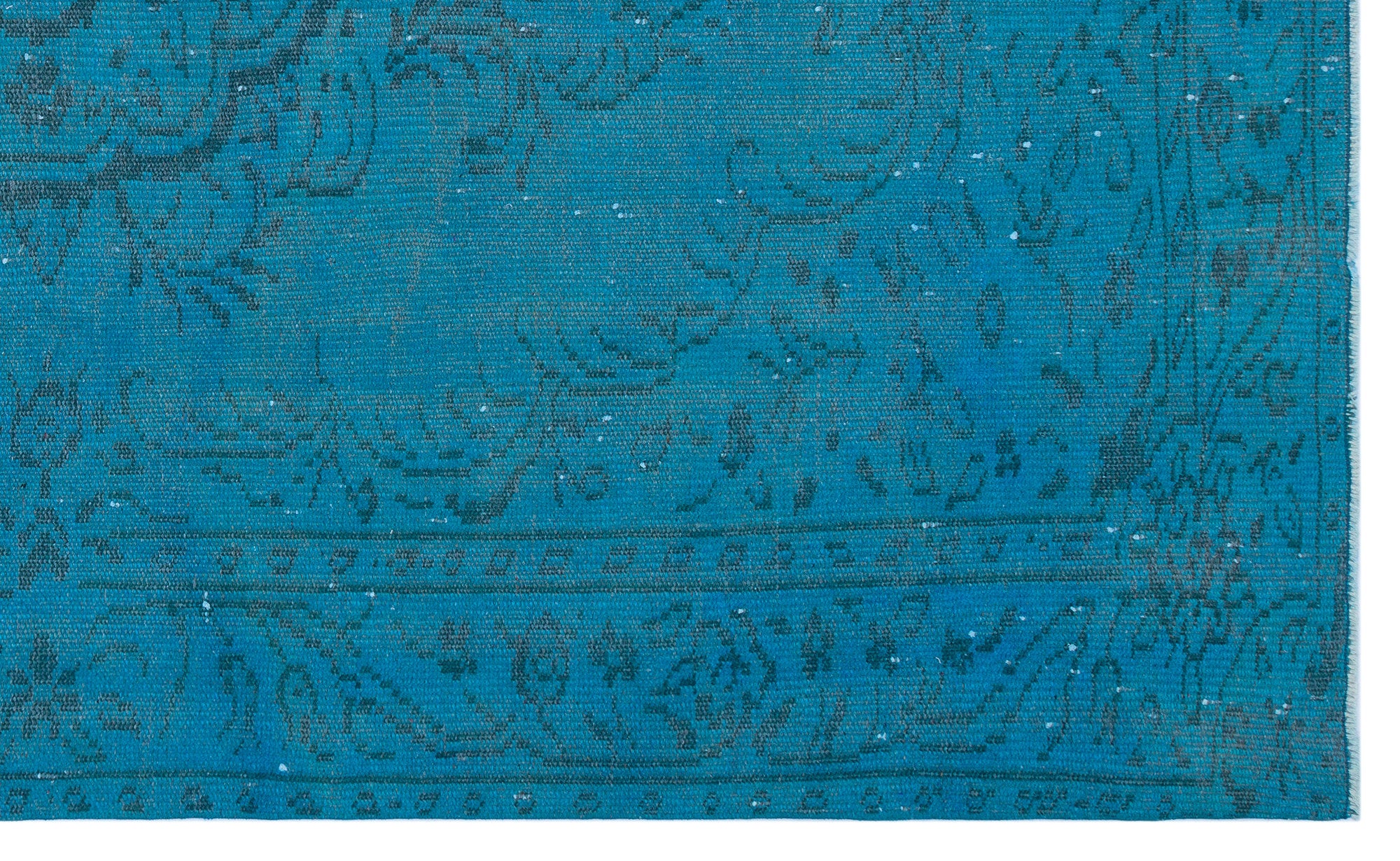 Turquoise  Over Dyed Vintage Rug 5'6'' x 8'11'' ft 168 x 272 cm