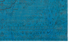 Turquoise  Over Dyed Vintage Rug 5'6'' x 8'11'' ft 168 x 272 cm