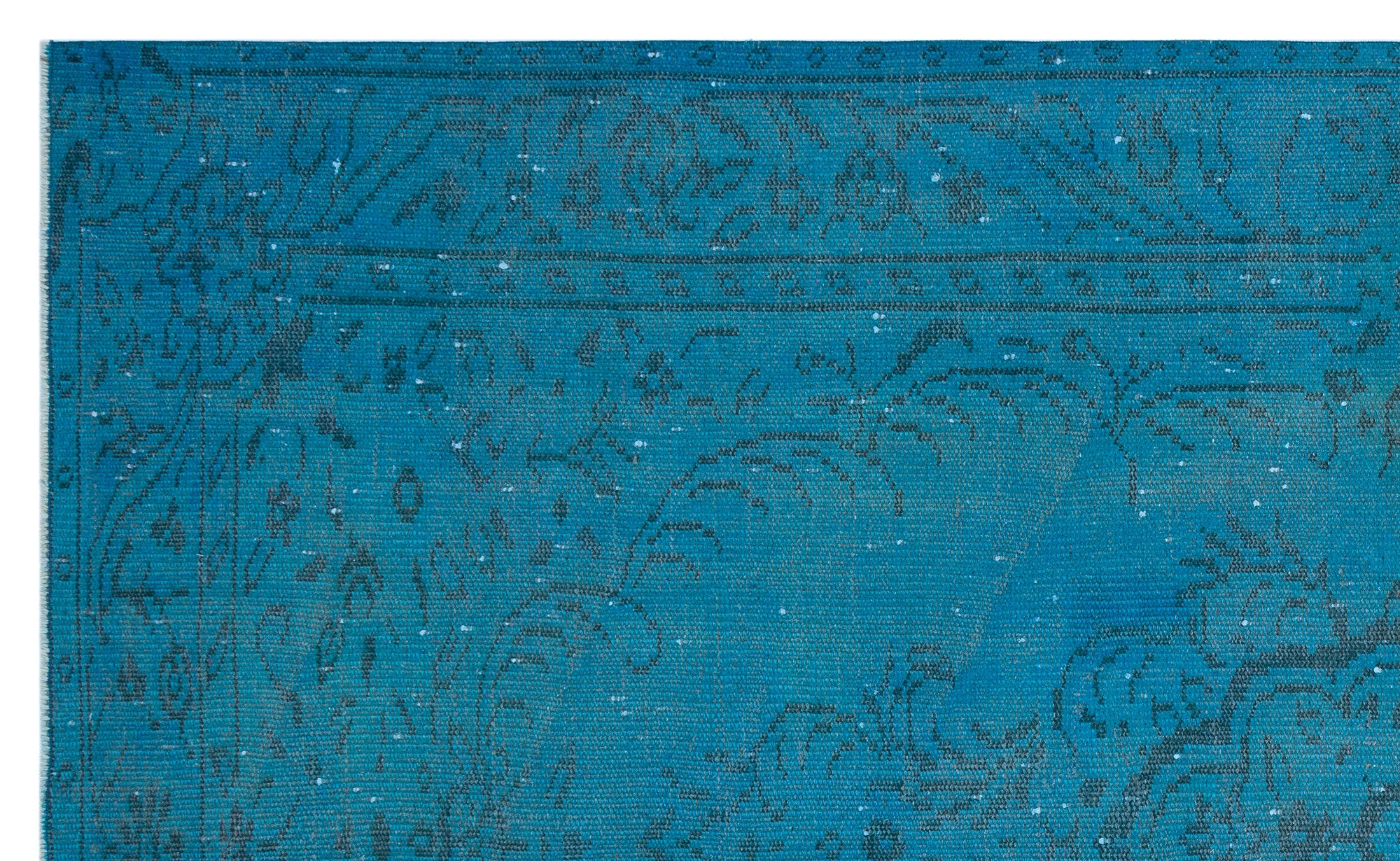 Turquoise  Over Dyed Vintage Rug 5'6'' x 8'11'' ft 168 x 272 cm