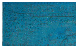 Turquoise  Over Dyed Vintage Rug 5'6'' x 8'11'' ft 168 x 272 cm