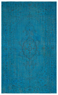 Turquoise  Over Dyed Vintage Rug 5'6'' x 8'11'' ft 168 x 272 cm