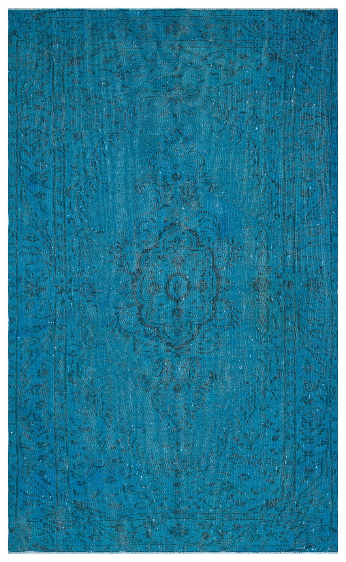 Turquoise  Over Dyed Vintage Rug 5&#39;6&#39;&#39; x 8&#39;11&#39;&#39; ft 168 x 272 cm