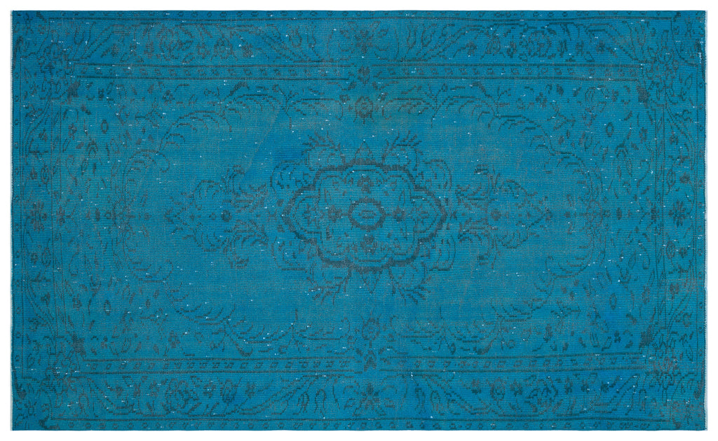 Turquoise  Over Dyed Vintage Rug 5'6'' x 8'11'' ft 168 x 272 cm
