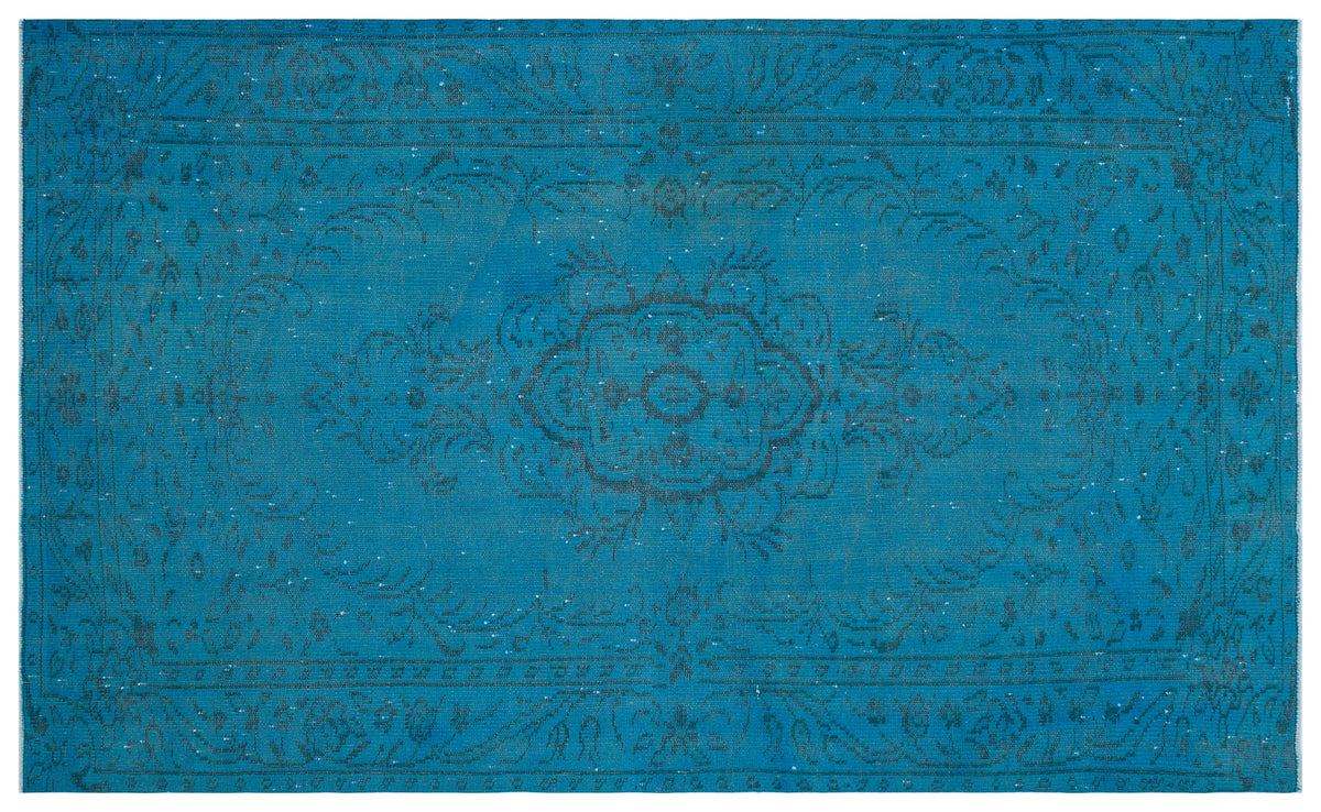 Turquoise  Over Dyed Vintage Rug 5&#39;6&#39;&#39; x 8&#39;11&#39;&#39; ft 168 x 272 cm