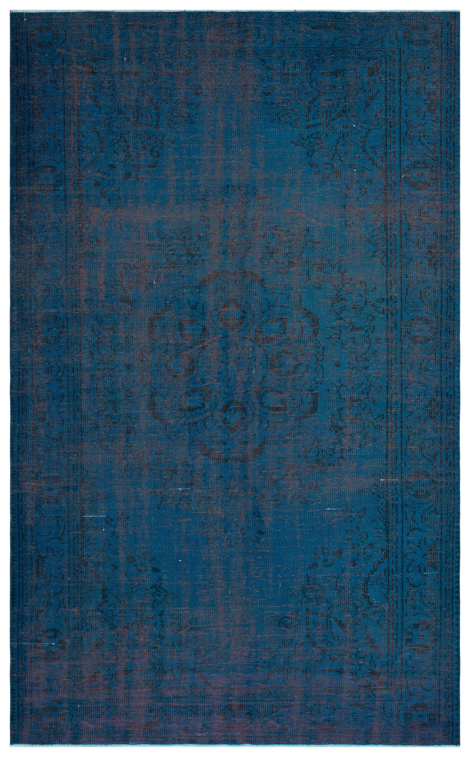 Turquoise  Over Dyed Vintage Rug 6'0'' x 9'10'' ft 183 x 300 cm