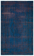 Turquoise  Over Dyed Vintage Rug 5'7'' x 9'3'' ft 169 x 281 cm