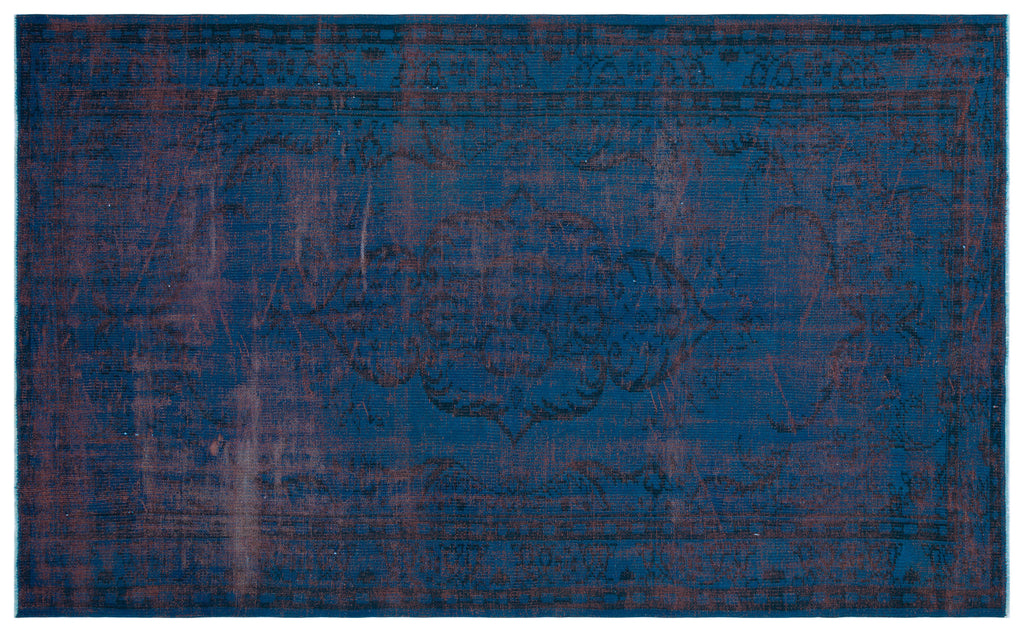 Turquoise  Over Dyed Vintage Rug 5'7'' x 9'3'' ft 169 x 281 cm