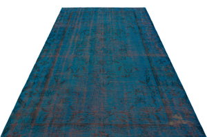 Turquoise  Over Dyed Vintage Rug 5'8'' x 8'9'' ft 173 x 266 cm