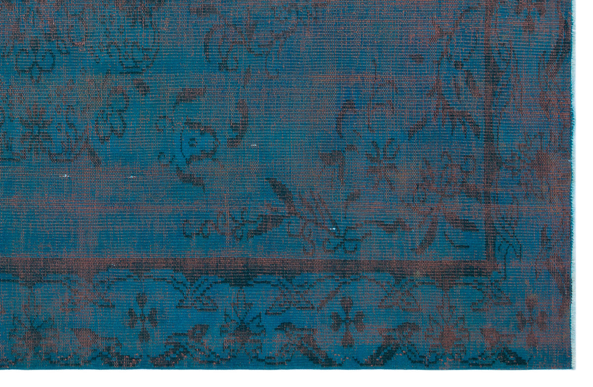 Turquoise  Over Dyed Vintage Rug 5&#39;8&#39;&#39; x 8&#39;9&#39;&#39; ft 173 x 266 cm