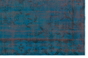 Turquoise  Over Dyed Vintage Rug 5'8'' x 8'9'' ft 173 x 266 cm