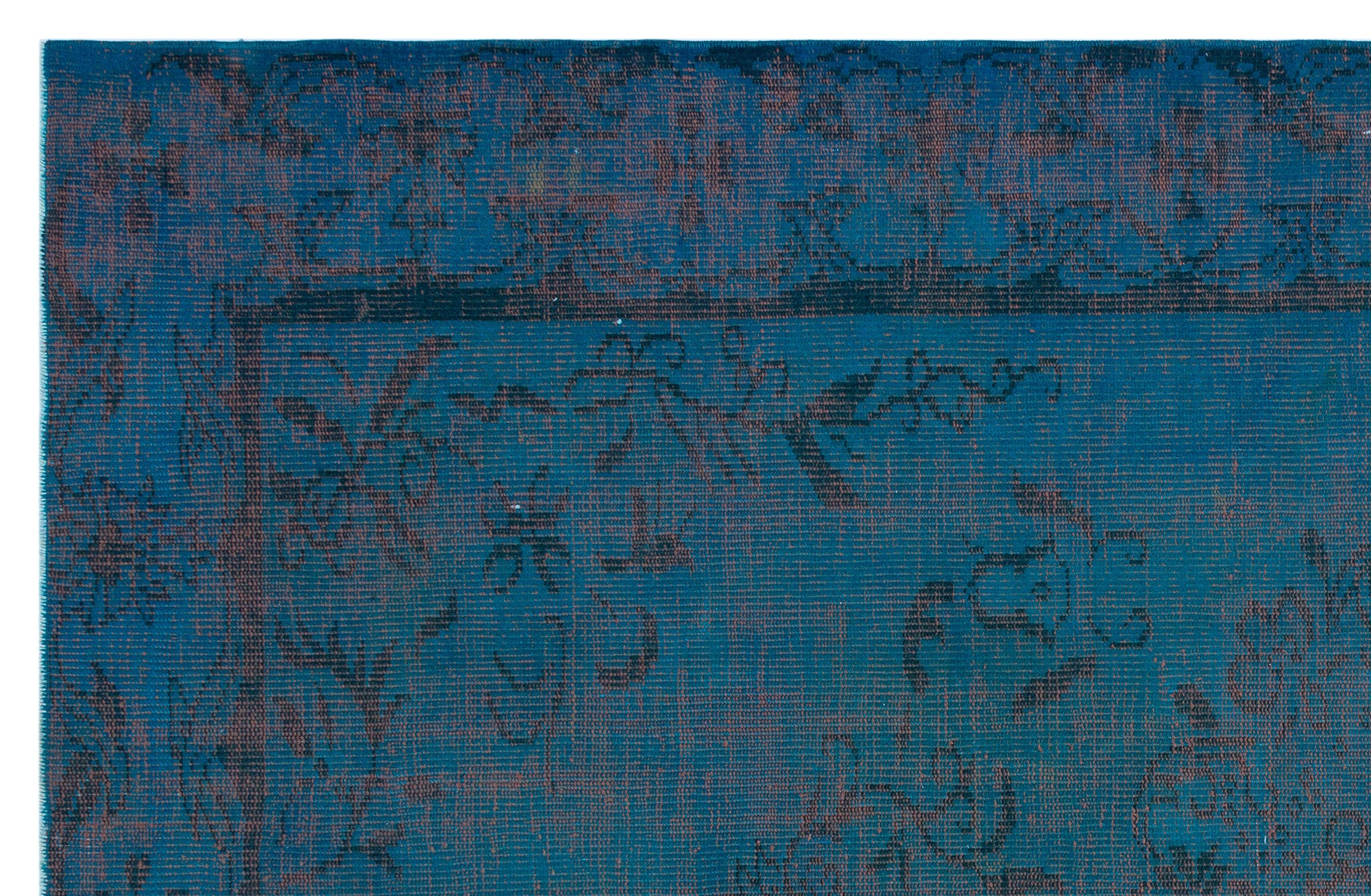 Turquoise  Over Dyed Vintage Rug 5'8'' x 8'9'' ft 173 x 266 cm
