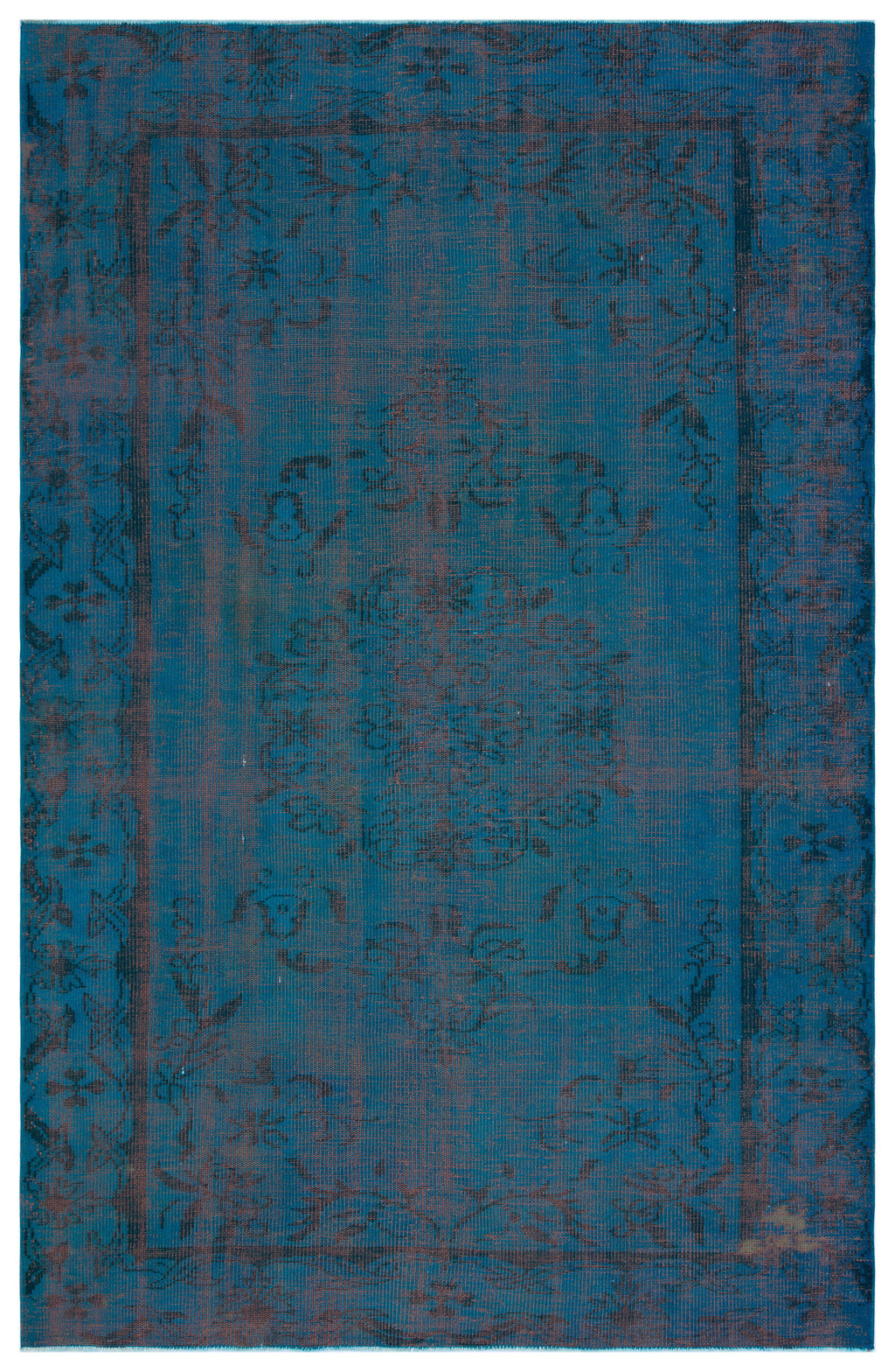 Turquoise  Over Dyed Vintage Rug 5'8'' x 8'9'' ft 173 x 266 cm