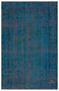 Turquoise  Over Dyed Vintage Rug 5'8'' x 8'9'' ft 173 x 266 cm