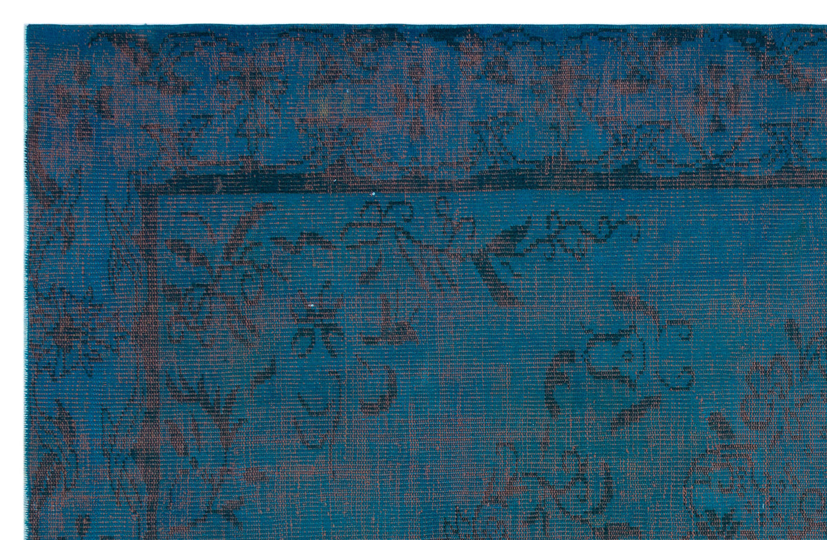 Turquoise  Over Dyed Vintage Rug 5&#39;8&#39;&#39; x 8&#39;9&#39;&#39; ft 173 x 266 cm