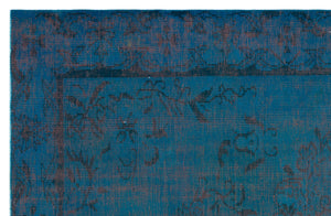 Turquoise  Over Dyed Vintage Rug 5'8'' x 8'9'' ft 173 x 266 cm