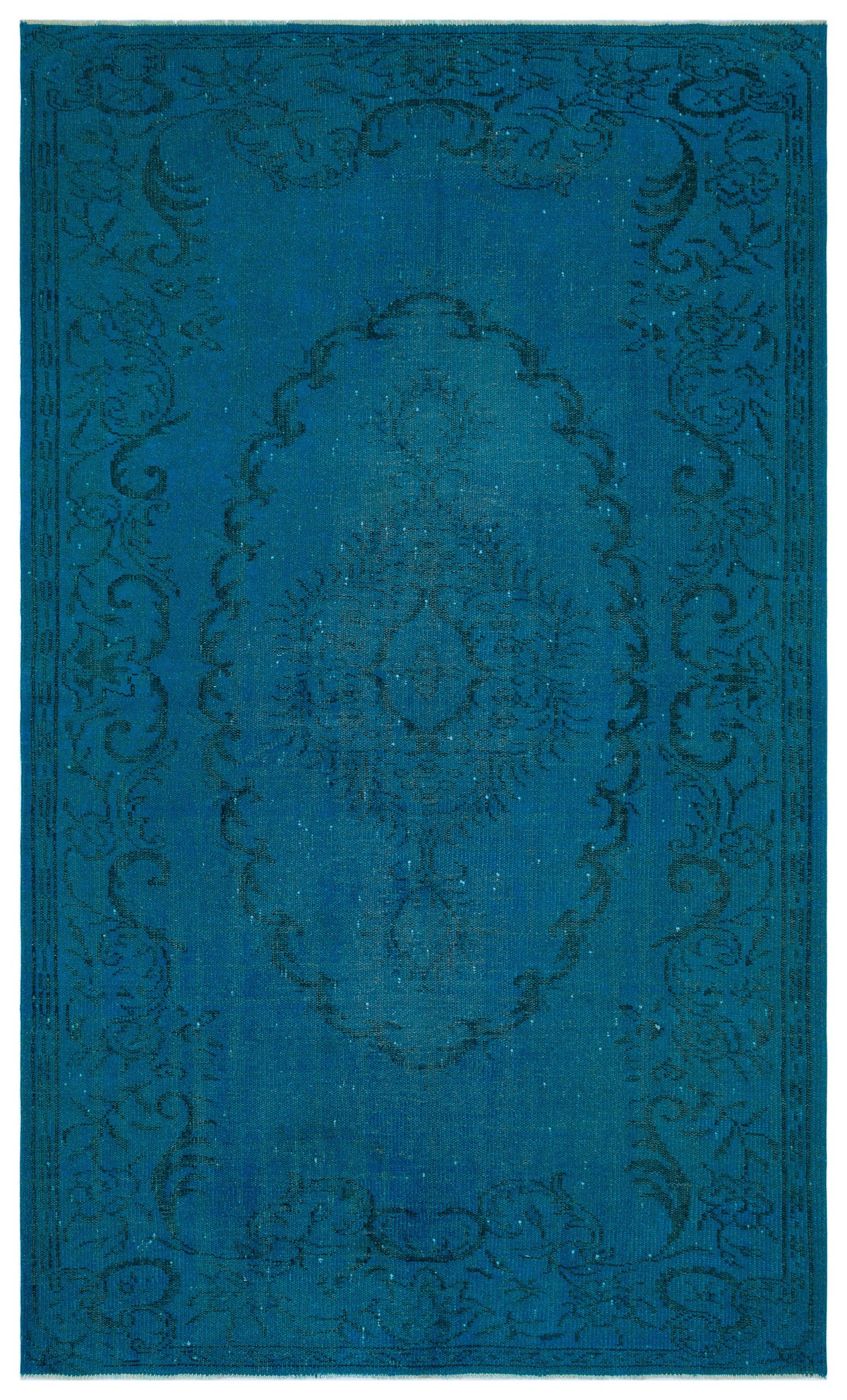 Turquoise  Over Dyed Vintage Rug 5&#39;4&#39;&#39; x 8&#39;11&#39;&#39; ft 163 x 271 cm
