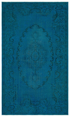 Turquoise  Over Dyed Vintage Rug 5'4'' x 8'11'' ft 163 x 271 cm