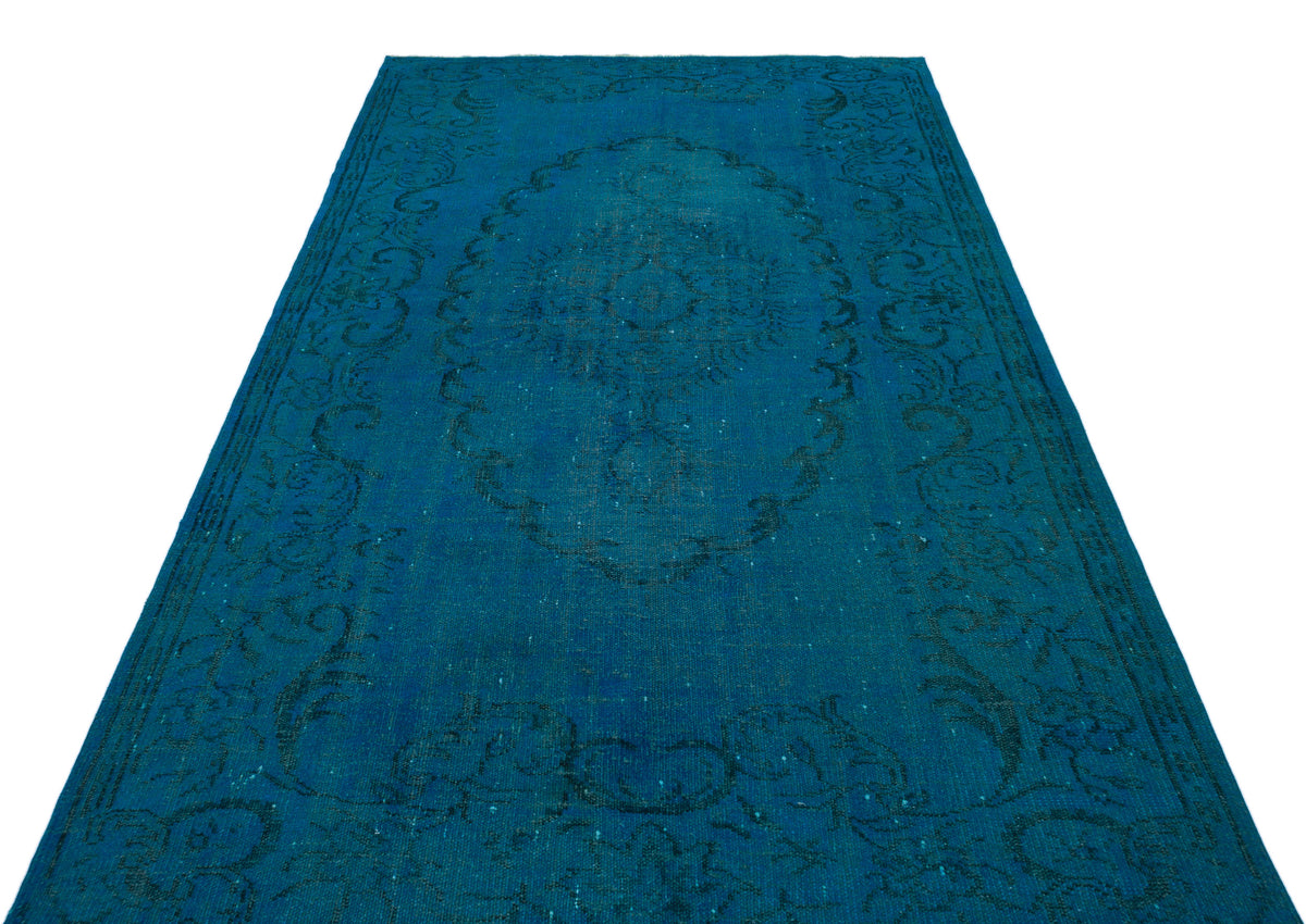Turquoise  Over Dyed Vintage Rug 5&#39;4&#39;&#39; x 8&#39;11&#39;&#39; ft 163 x 271 cm