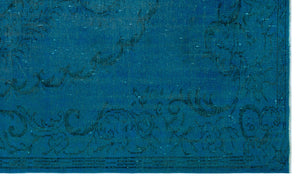 Turquoise  Over Dyed Vintage Rug 5'4'' x 8'11'' ft 163 x 271 cm
