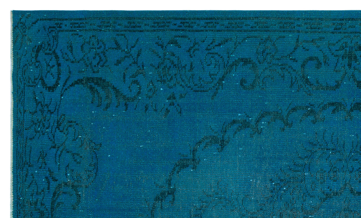 Turquoise  Over Dyed Vintage Rug 5&#39;4&#39;&#39; x 8&#39;11&#39;&#39; ft 163 x 271 cm