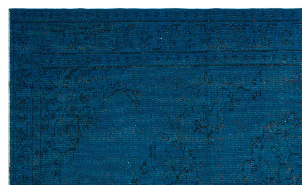 Turquoise  Over Dyed Vintage Rug 5'7'' x 9'1'' ft 171 x 278 cm