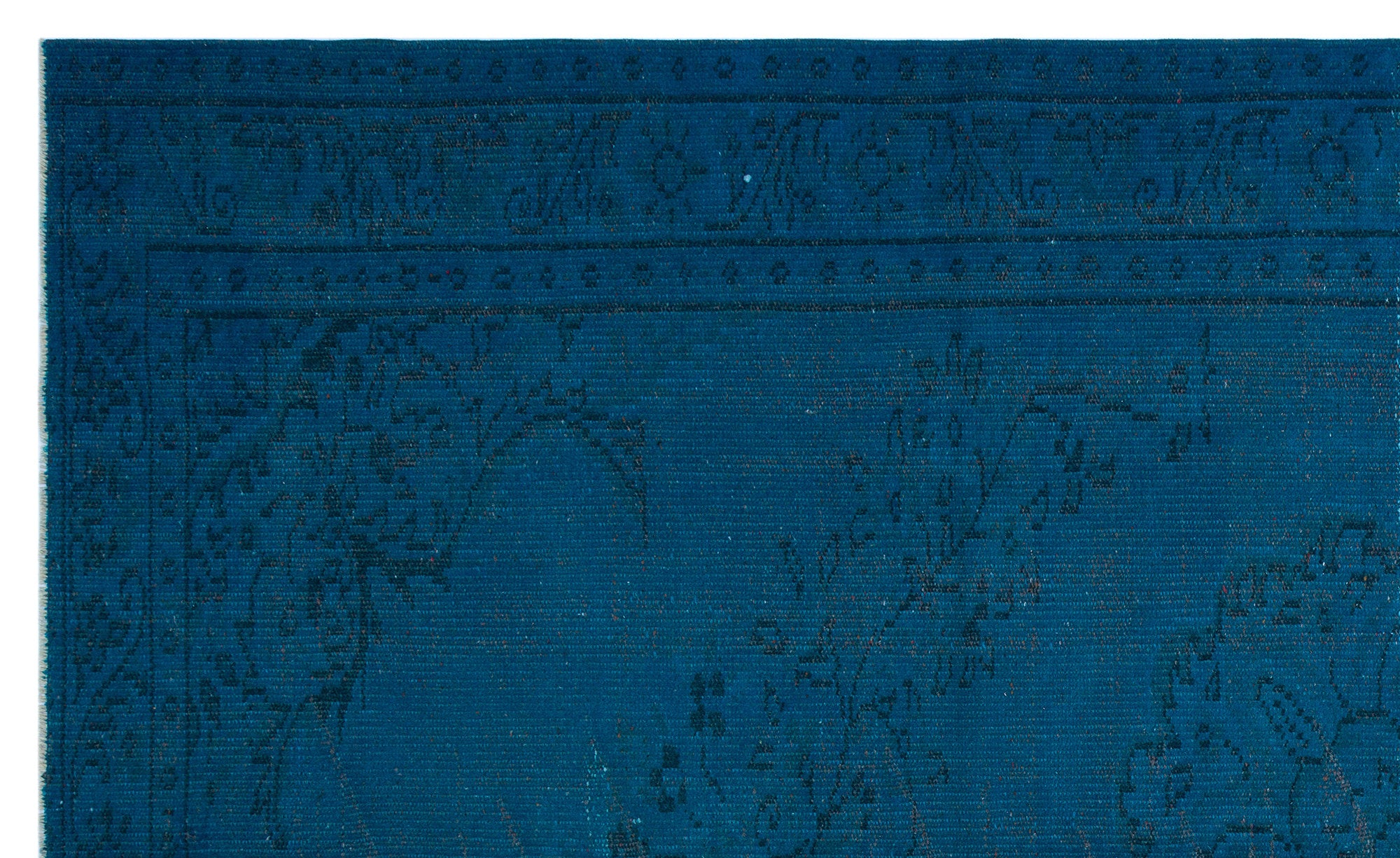 Turquoise  Over Dyed Vintage Rug 5'7'' x 9'1'' ft 171 x 278 cm