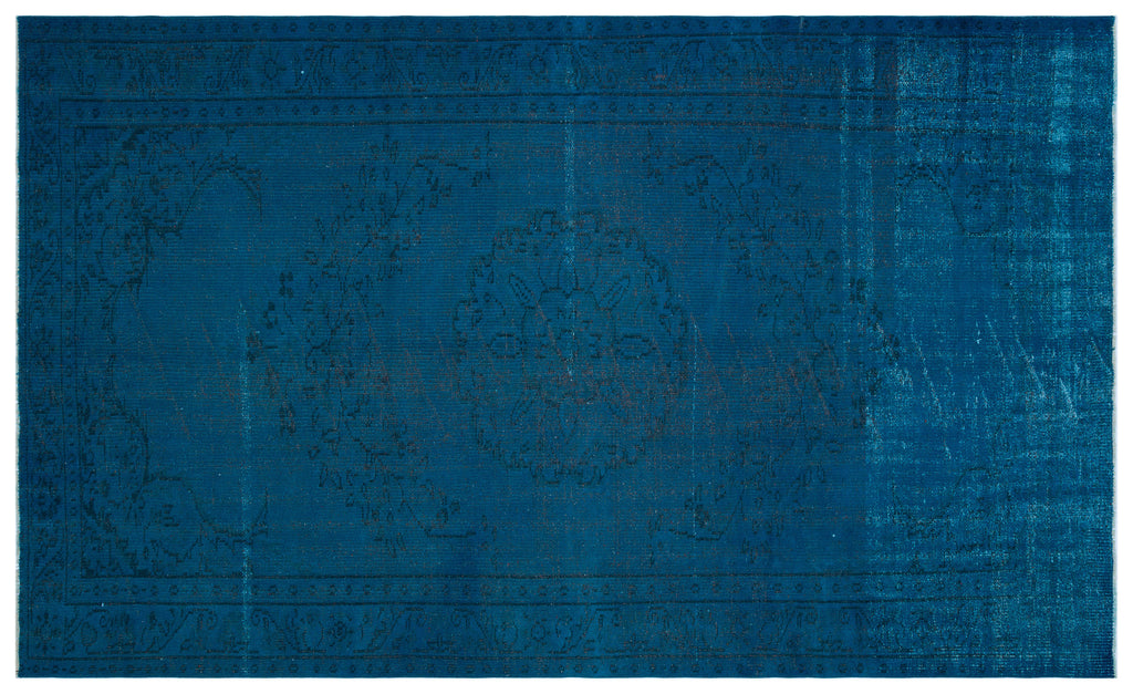 Turquoise  Over Dyed Vintage Rug 5'7'' x 9'1'' ft 171 x 278 cm