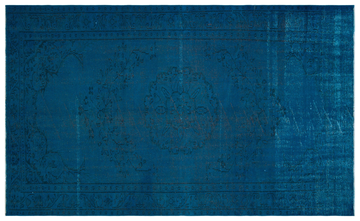 Turquoise  Over Dyed Vintage Rug 5&#39;7&#39;&#39; x 9&#39;1&#39;&#39; ft 171 x 278 cm