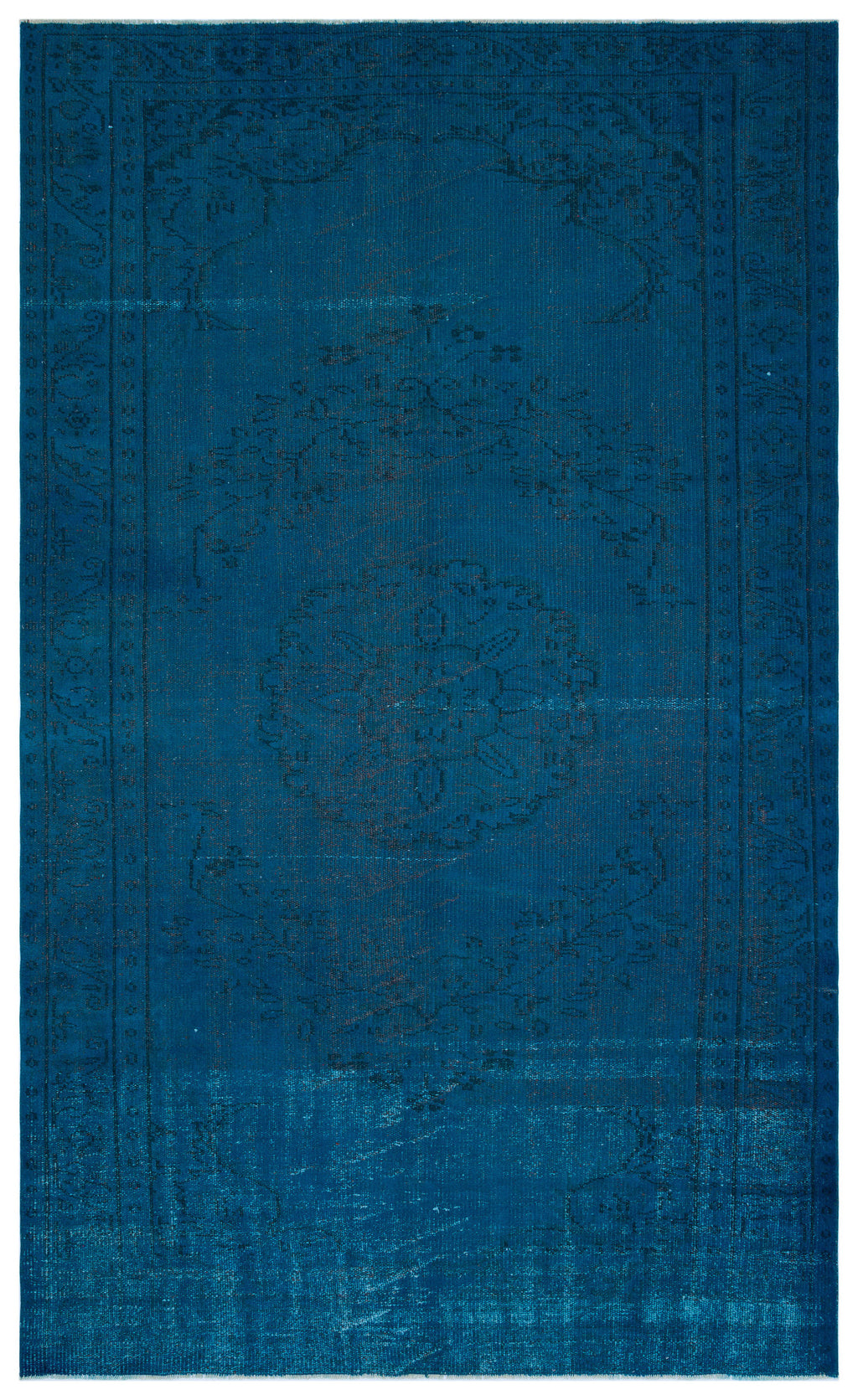 Turquoise  Over Dyed Vintage Rug 5'7'' x 9'1'' ft 171 x 278 cm
