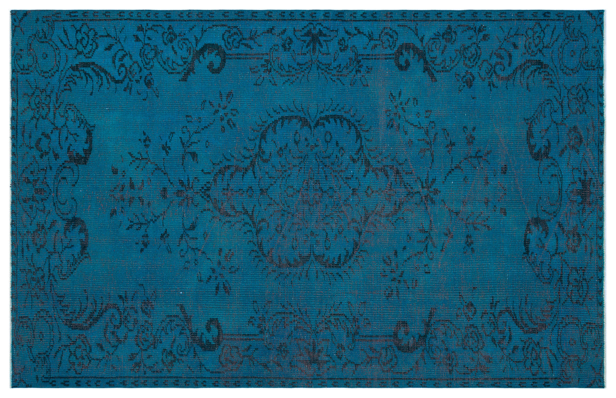 Turquoise  Over Dyed Vintage Rug 5&#39;1&#39;&#39; x 7&#39;12&#39;&#39; ft 154 x 243 cm