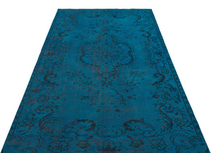 Turquoise  Over Dyed Vintage Rug 5'1'' x 7'12'' ft 154 x 243 cm