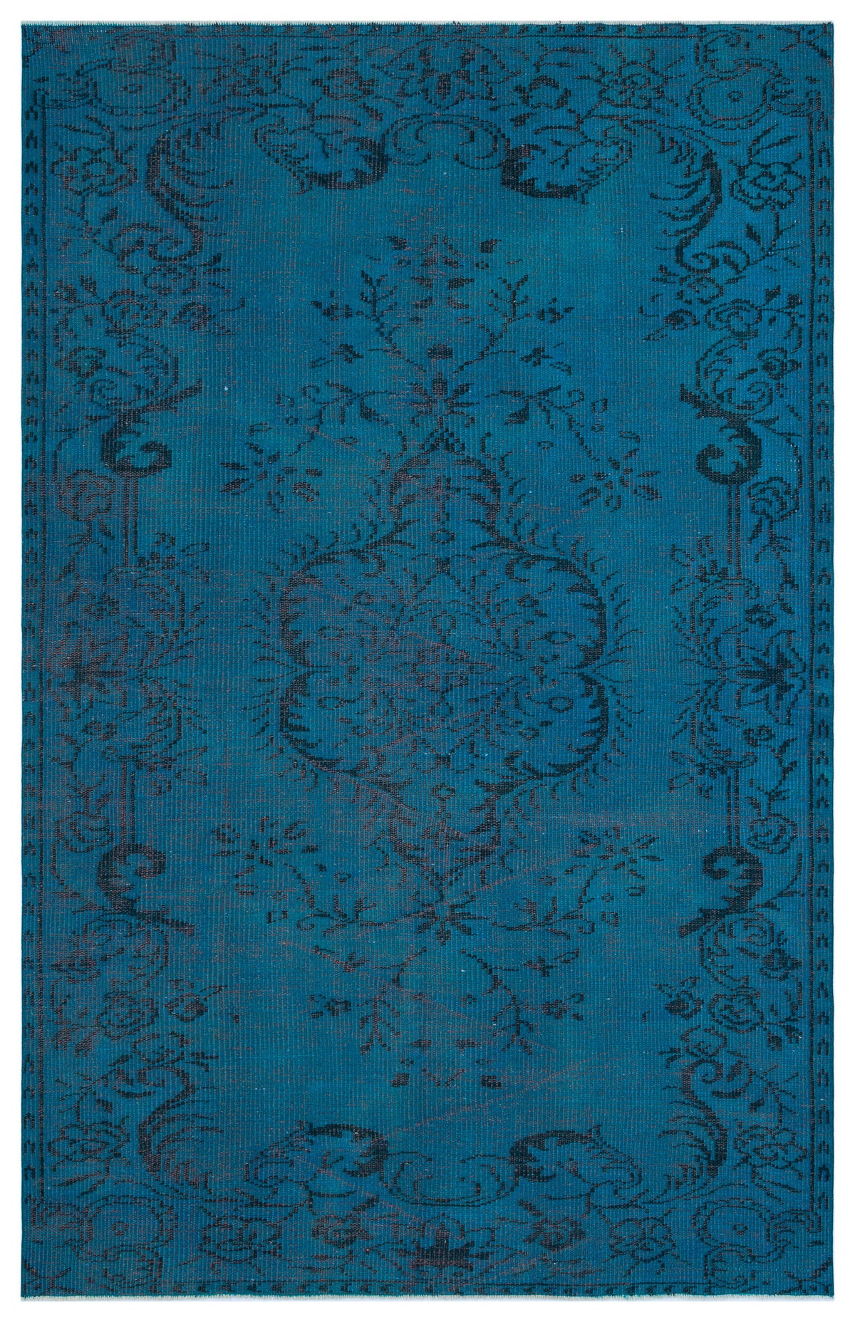 Turquoise  Over Dyed Vintage Rug 5&#39;1&#39;&#39; x 7&#39;12&#39;&#39; ft 154 x 243 cm