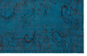 Turquoise  Over Dyed Vintage Rug 5'1'' x 7'12'' ft 154 x 243 cm
