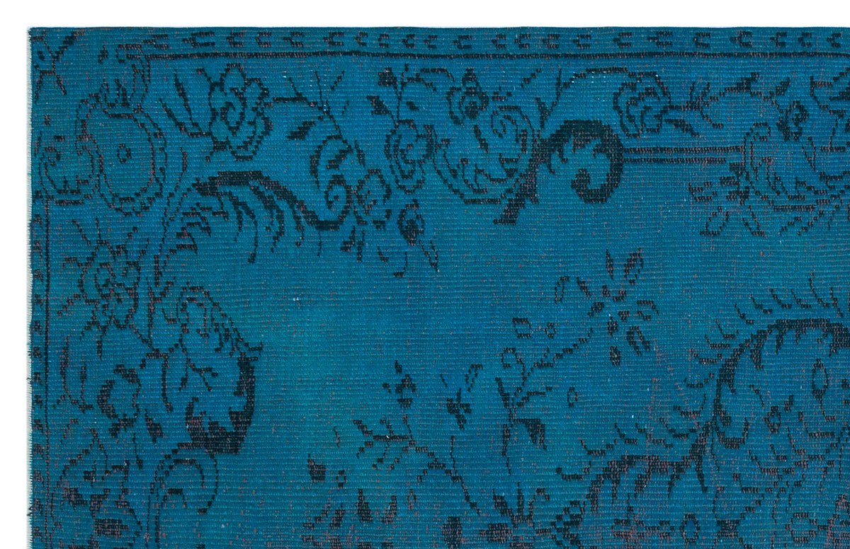Turquoise  Over Dyed Vintage Rug 5&#39;1&#39;&#39; x 7&#39;12&#39;&#39; ft 154 x 243 cm