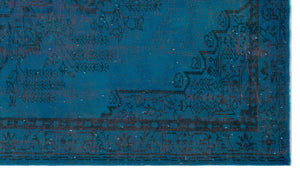 Turquoise  Over Dyed Vintage Rug 5'3'' x 9'1'' ft 160 x 276 cm