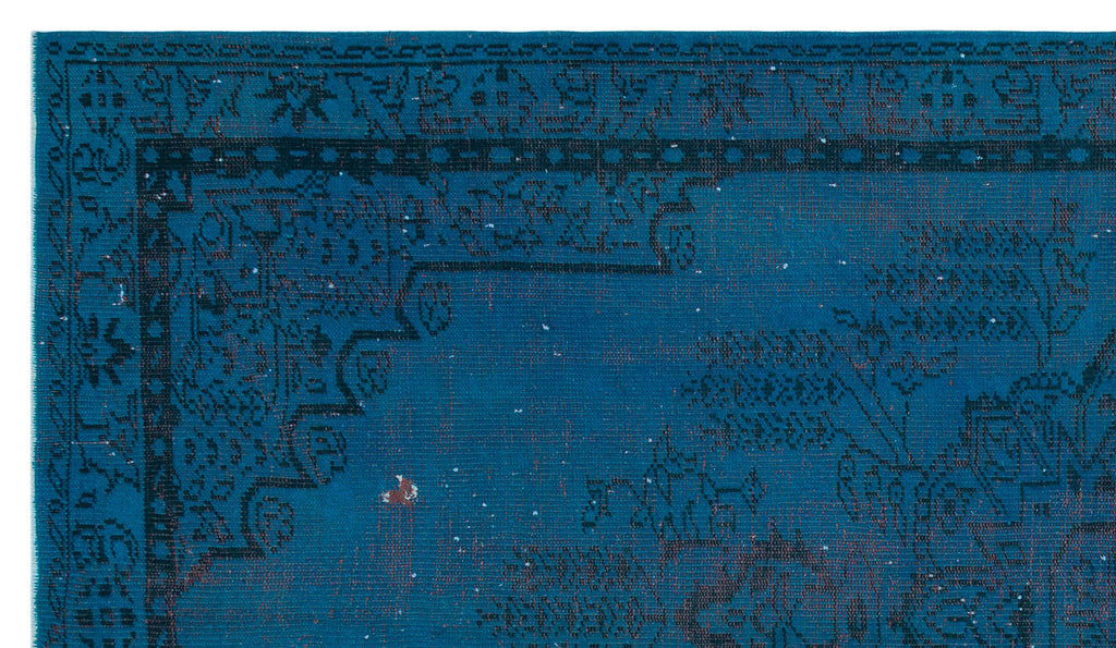 Turquoise  Over Dyed Vintage Rug 5'3'' x 9'1'' ft 160 x 276 cm